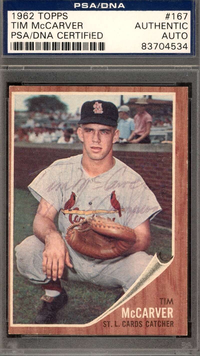 Tim McCarver PSA DNA Vintage Signed 1962 Topps Rookie Autograph