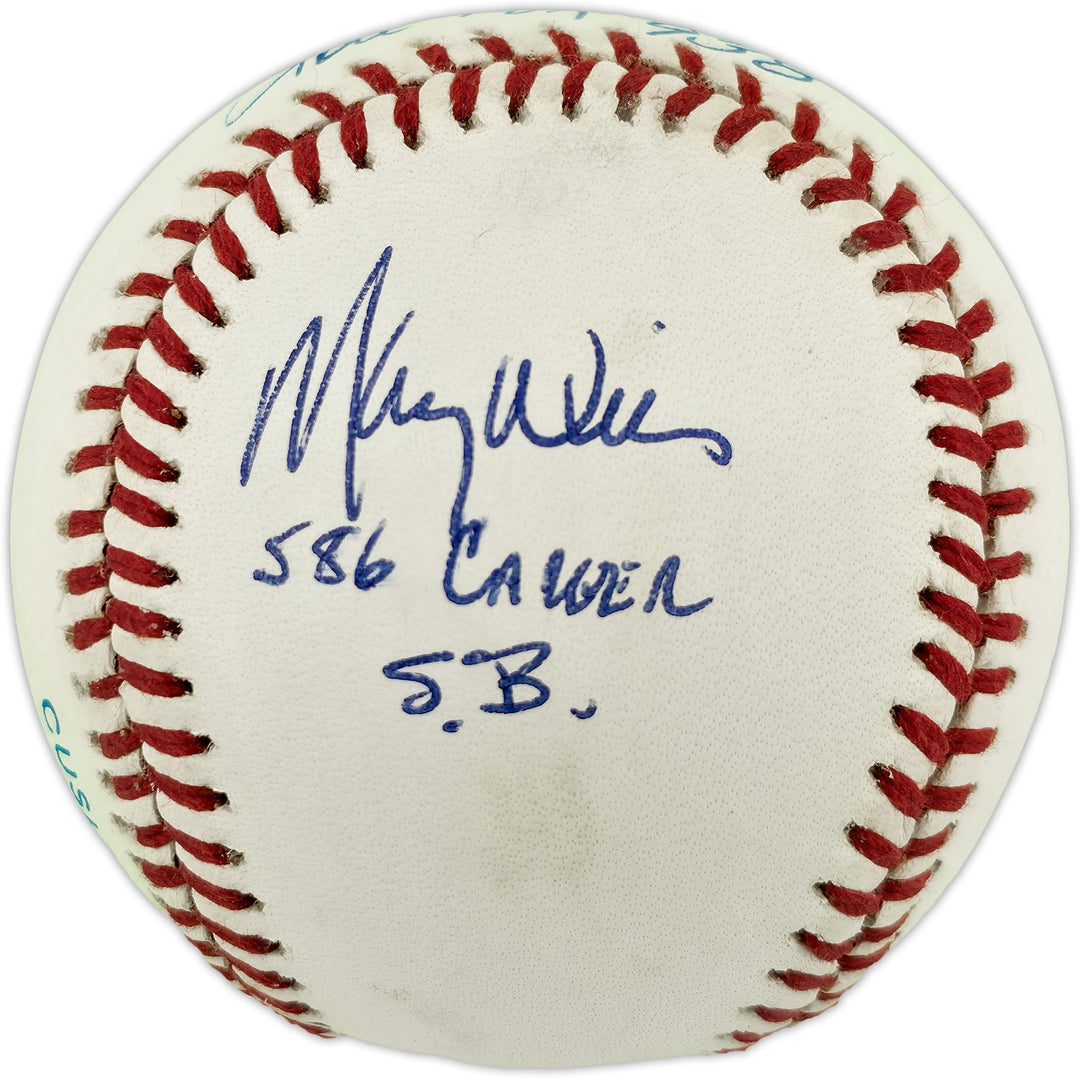 Rickey Henderson, Lou Brock, Maury Wills Auto AL Baseball Greatest Base