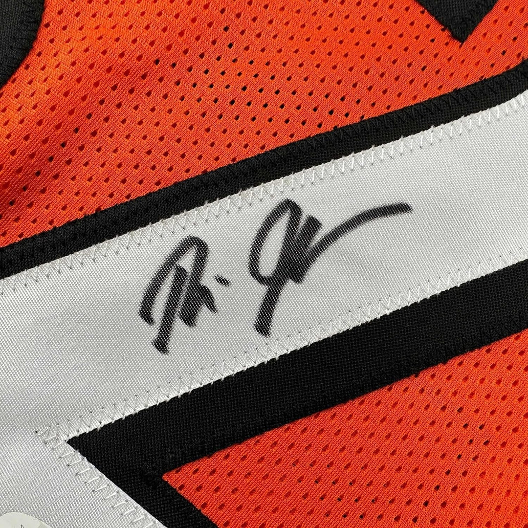 Framed Signed Rudi Johnson 35x39 Cincinnati Orange Jersey JSA COA