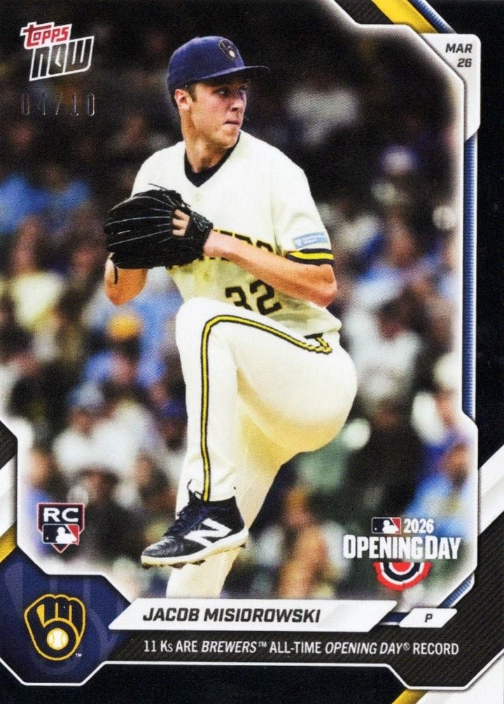 2026 Topps Now Jacob Misiorowski #4 Black Foil /10 Rookie RC Baseball Card