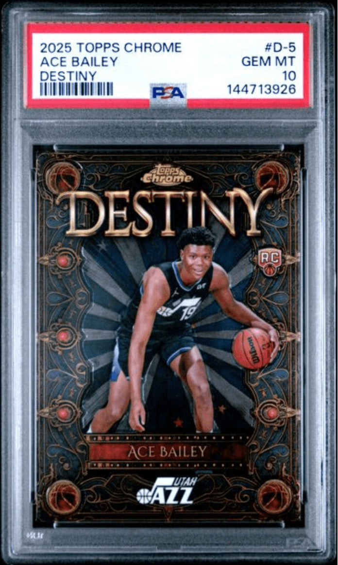 Graded 2025 Topps Chrome Ace Bailey #D5 Destiny RC Basketball Card PSA 10