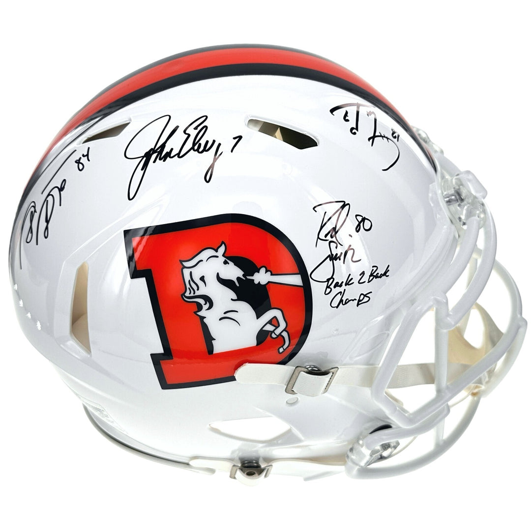 Denver Broncos Signed John Elway Shannon Sharpe Ed McCaffrey Rod Smith Helmet