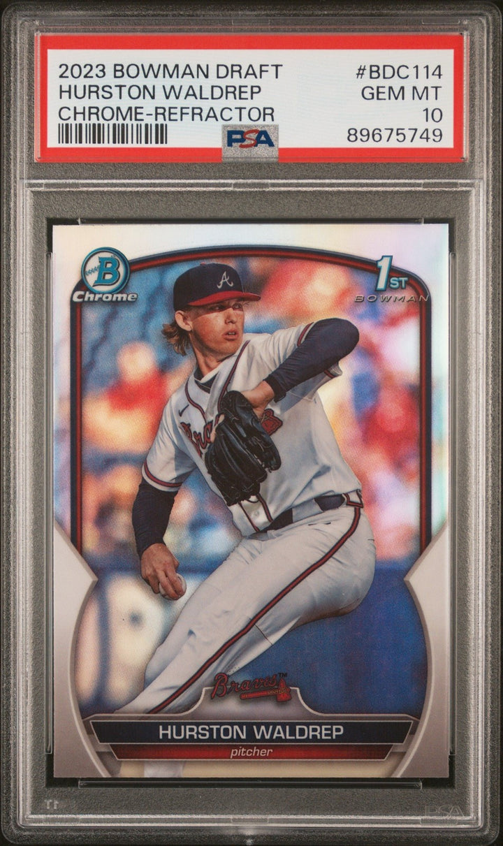 Graded 2023 Bowman Draft Hurston Waldrep #BDC114 Chrome REF Card PSA 10
