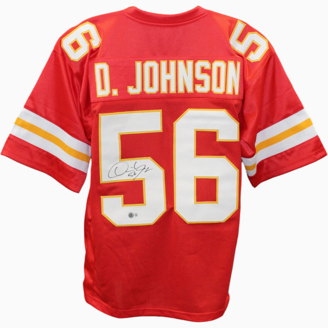 Derrick Johnson Autographed Pro Style Size XL Red Jersey Beckett Witness 45438