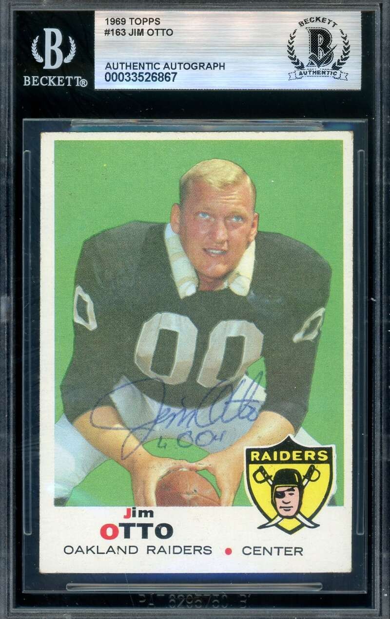 Jim Otto Beckett BAS Vintage Signed 1969 Topps Autograph Raiders