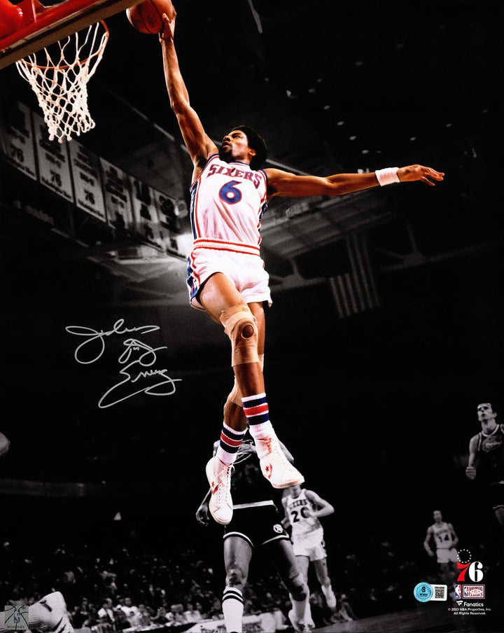 Julius "Dr. J" Erving Signed 16x20 Photo Philadelphia 76ers Beckett BAS Witness