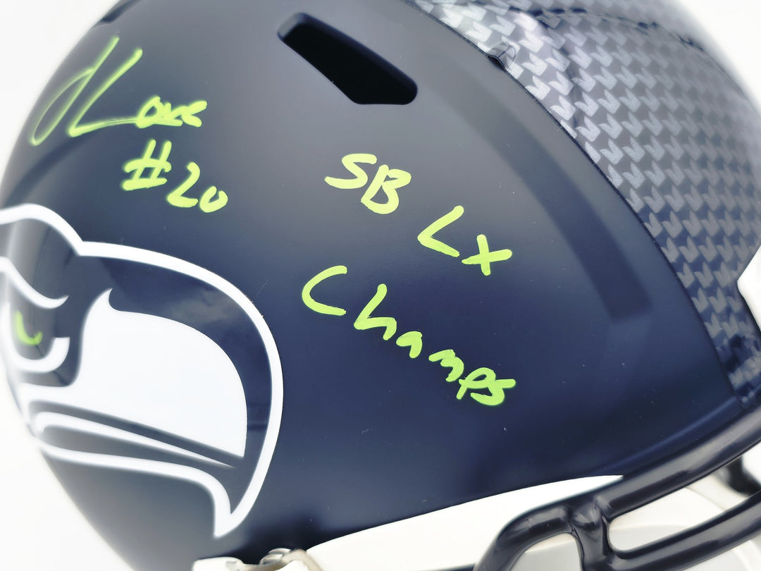 Julian Love Signed Seattle Seahawks Blue Full Size Speed Replica Helmet MCS Holo