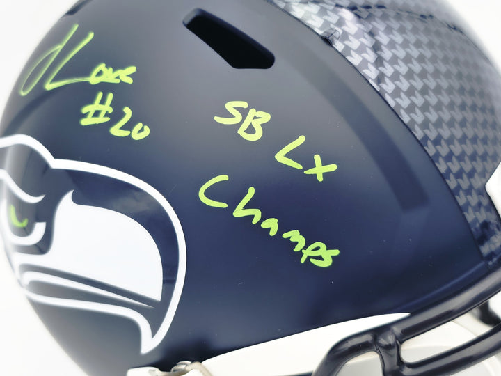 Julian Love Signed Seattle Seahawks Blue Full Size Speed Replica Helmet MCS Holo