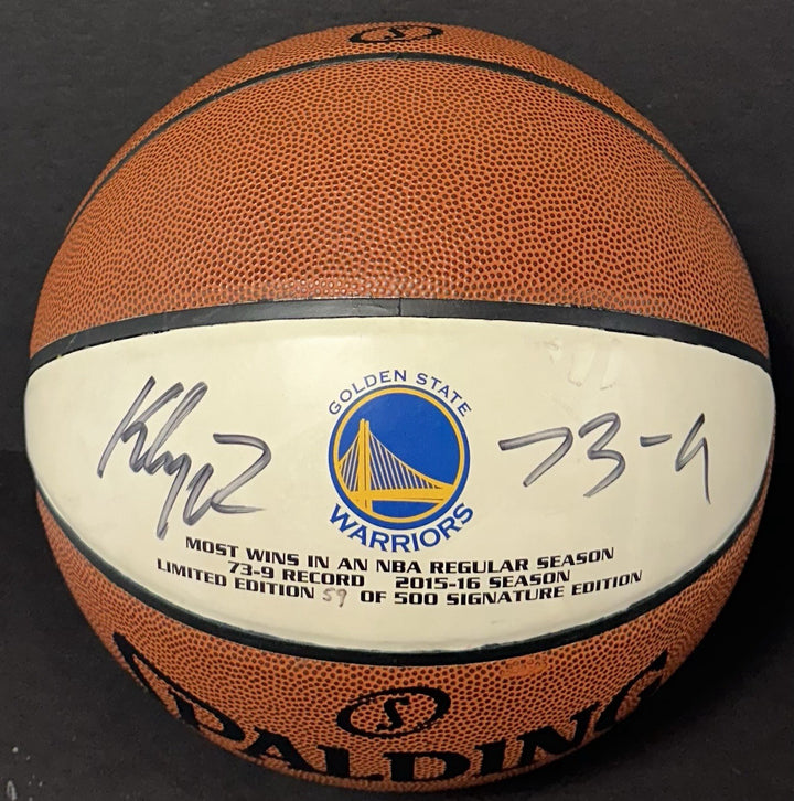 Klay Thompson Signed Spalding Basketball Warriors Record 73-9 Autograph LE COA