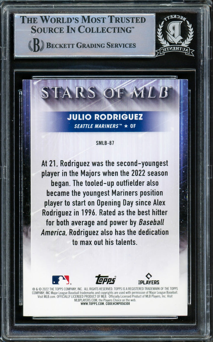 Julio Rodriguez Signed 2022 Topps Stars of MLB RC SMLB-87 Mariners Beckett