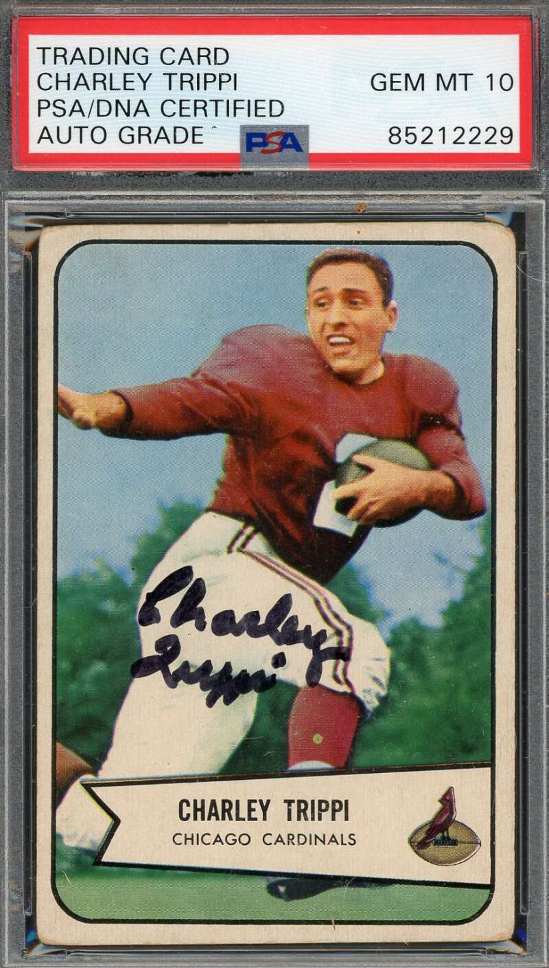 Charley Trippi Gem Mint 10 PSA DNA Signed 1954 Bowman Autograph