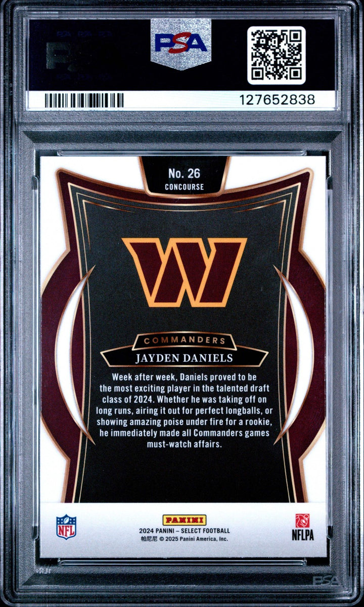 Graded 2024 Panini Select Jayden Daniels #26 Rookie RC Football Card PSA 9 Mint