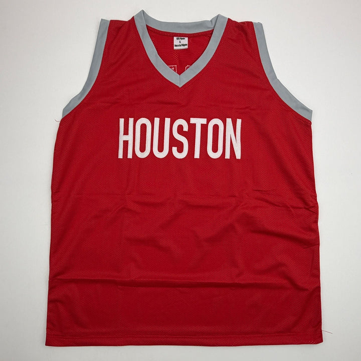 Autographed/Signed James Harden Houston Red Basketball Jersey Beckett COA