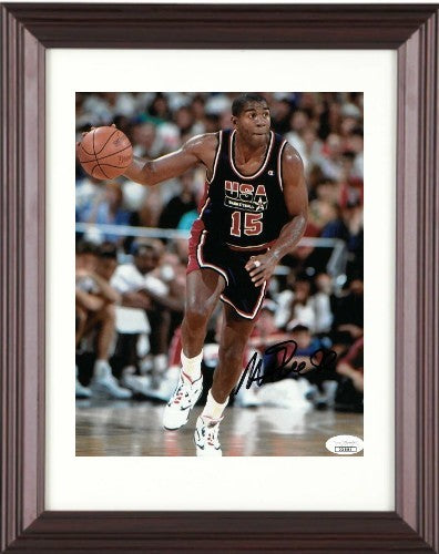 Magic Johnson signed Team USA Olympic Dream Team 8X10 Photo Framed- JSA