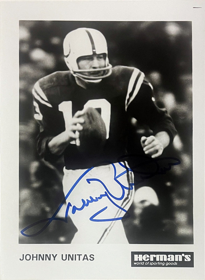 Johnny Unitas signed Baltimore Colts 5X7 Photo-COA (HOF/Herman's Sporting Goods)