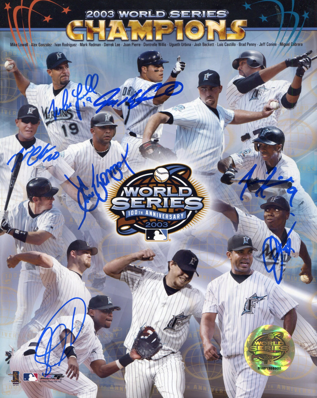 2003 Marlins World Series Champions Autographed 8x10 Photo