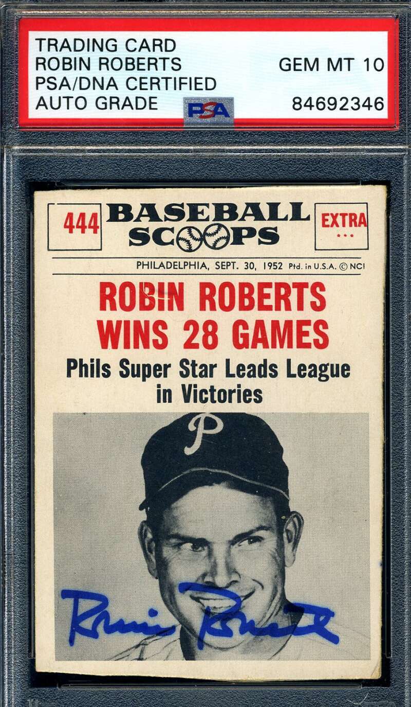 Robin Roberts Gem Mint 10 PSA DNA Signed 1961 Nu-Card Scoops Autograph