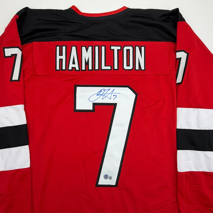 Autographed/Signed Dougie Hamilton New Jersey NJ Red Jersey Beckett BAS COA