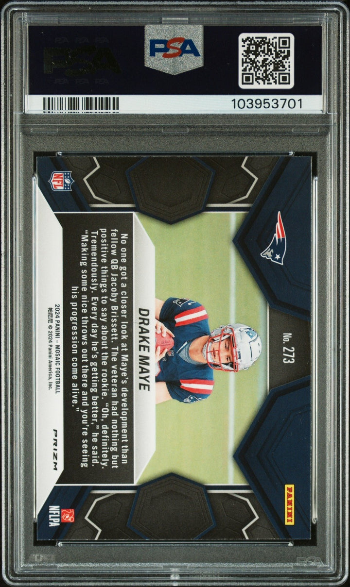 Graded 2024 Panini Mosaic Drake Maye #273 Green Rookie Card PSA 10