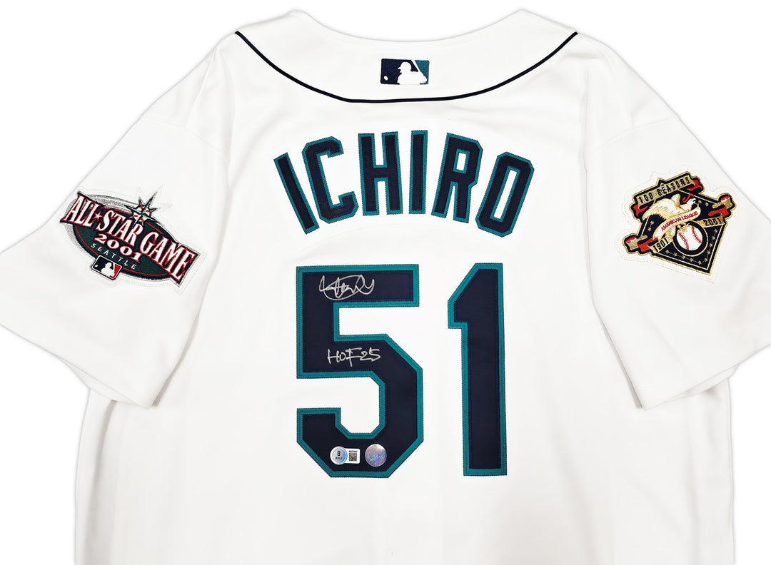 Mariners Ichiro Suzuki Auto White M&N Cooperstown 2001 Rookie Jersey 44 HOF 25