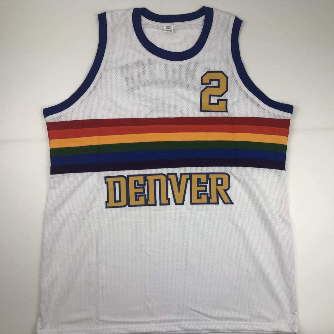 Autographed/Signed ALEX ENGLISH Denver White Jersey PSA/DNA COA Auto