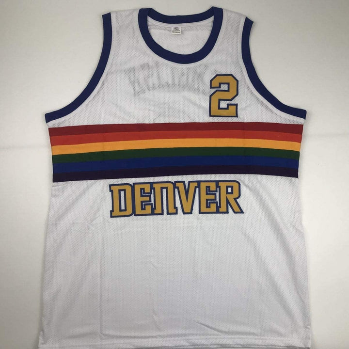 Autographed/Signed ALEX ENGLISH Denver White Jersey PSA/DNA COA Auto