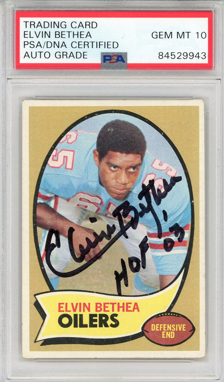 Elvin Bethea "HOF 03" Autographed 1970 Topps Card #43 (PSA Auto 10)