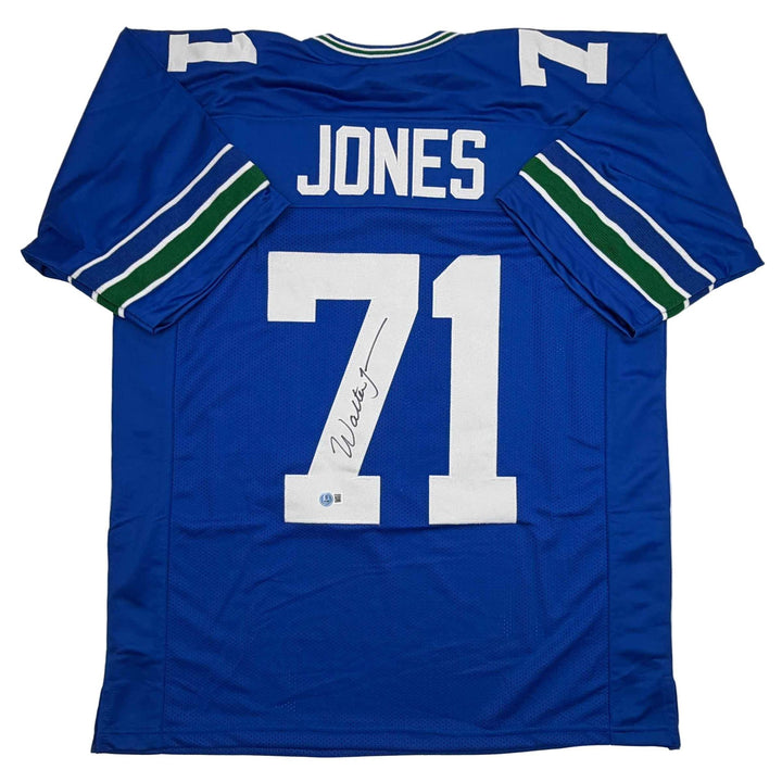 Autographed/Signed WALTER JONES HOF 14 Blue Football Jersey JSA COA Auto