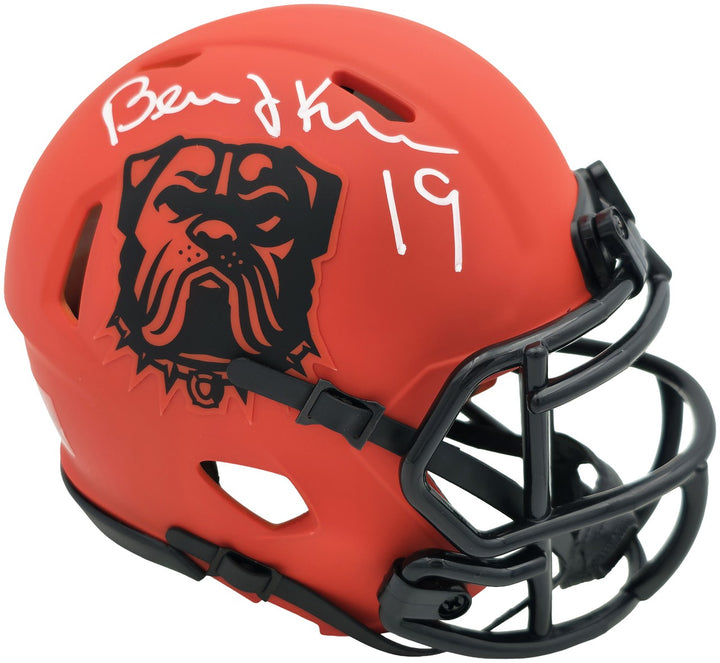 Bernie Kosar Signed Cleveland Browns Rave Orange Speed Mini Helmet JSA Witness