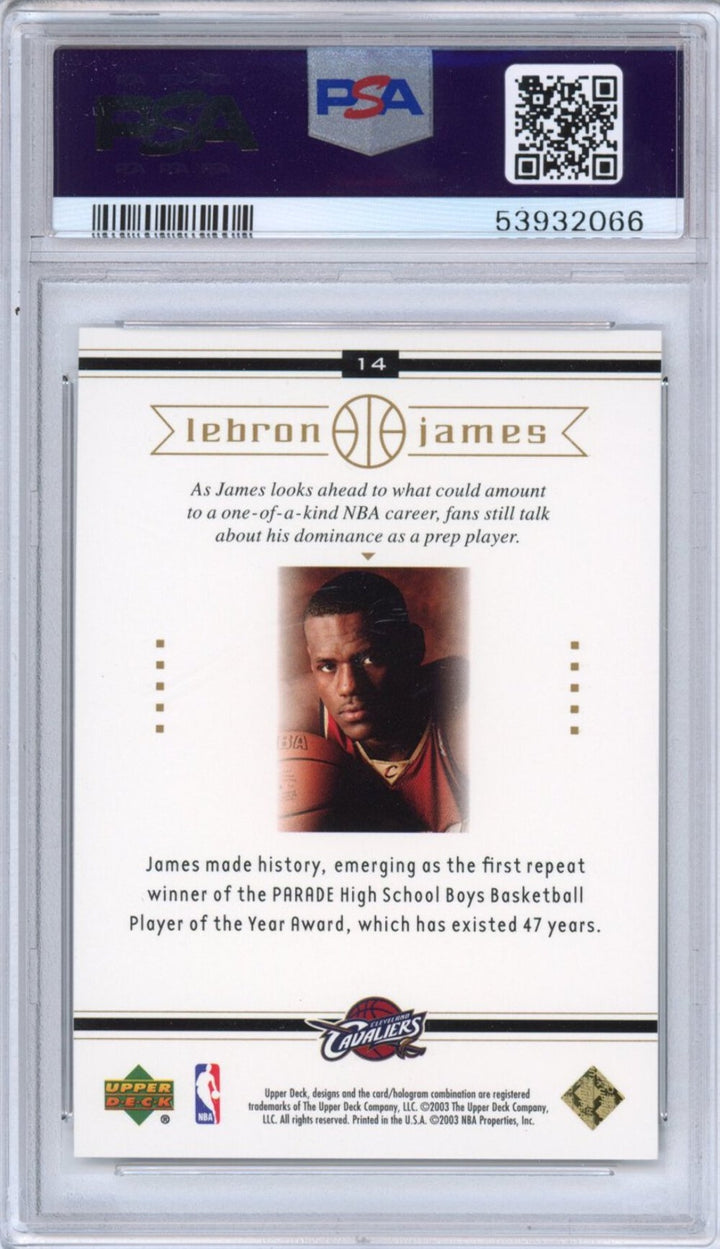 Graded 2003-04 Upper Deck LeBron James #14 Box Set Rookie RC Basketball Card PSA