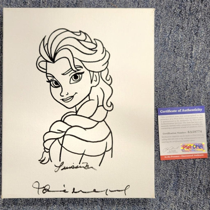 Idina Menzel signed Frozen Elsa 8x10 original canvas sketch Marantz artist ~ PSA