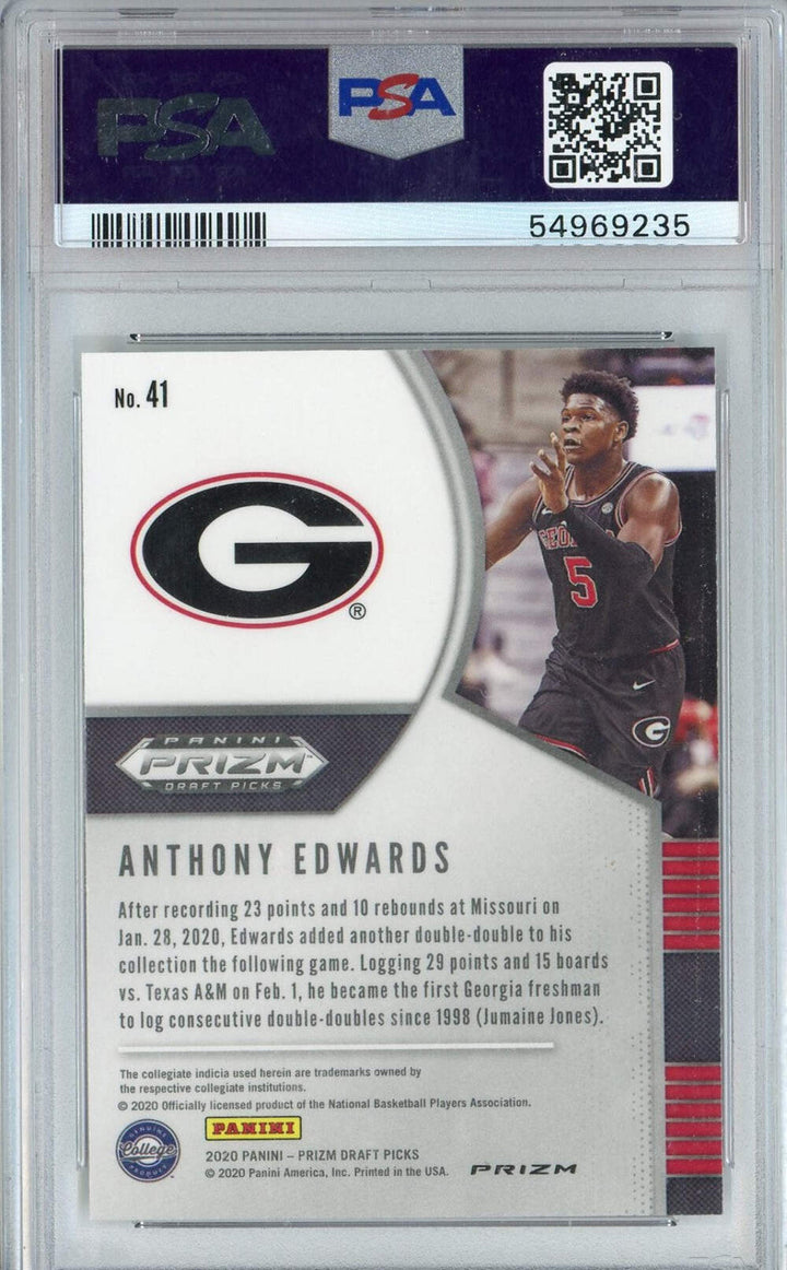 Graded 2020 Prizm DP Anthony Edwards #41 Fast Break RC Basketball Card PSA 10