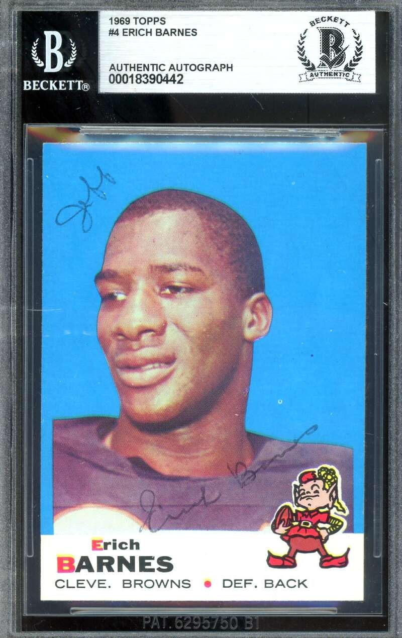 Erich Barnes Beckett BAS Signed 1969 Topps Autograph
