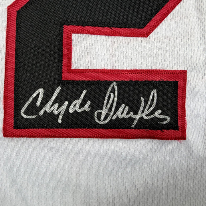 Autographed/Signed Clyde Drexler Portland White Basketball Jersey JSA COA