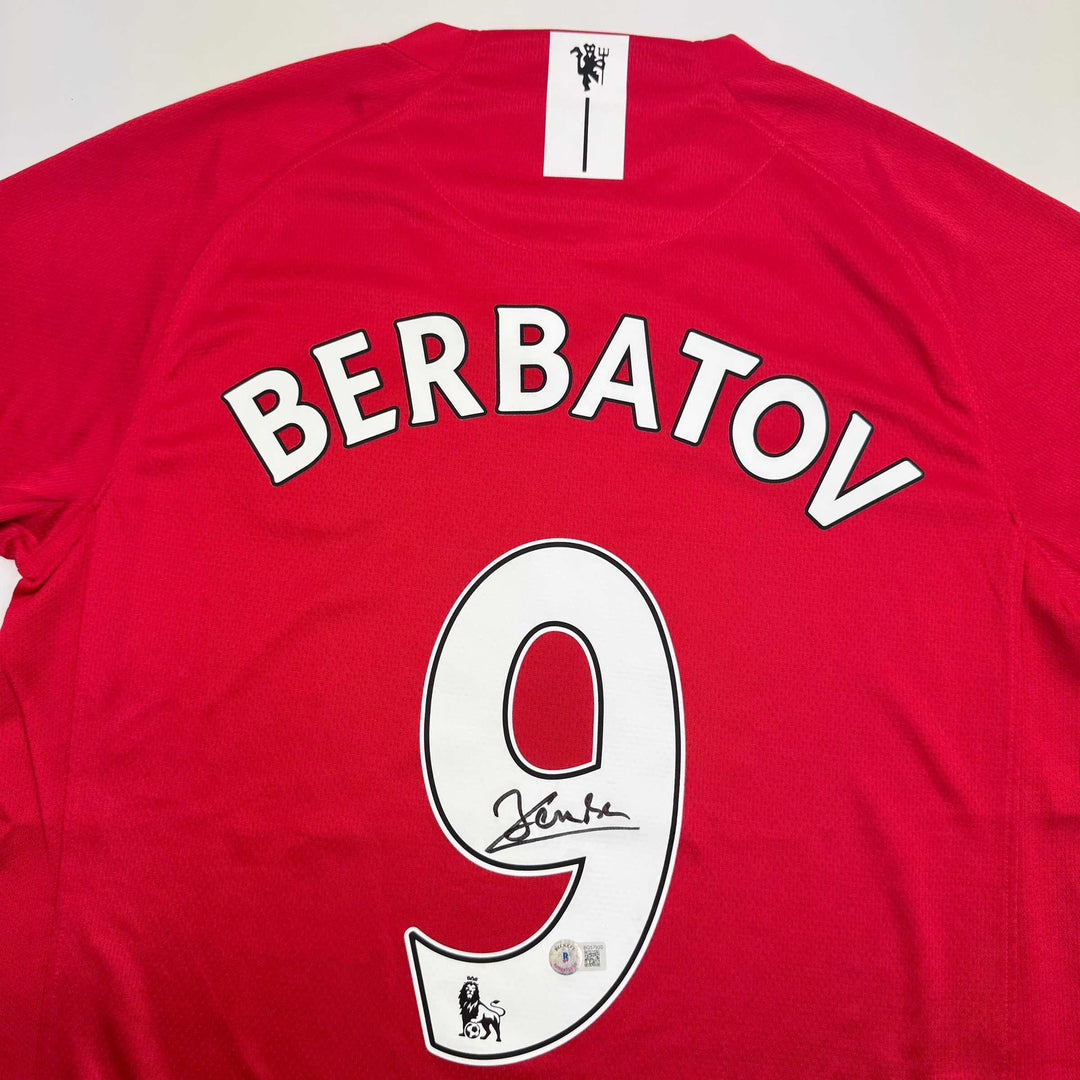 Autographed/Signed DImitar Berbatov Manchester United Red Jersey Beckett BAS COA