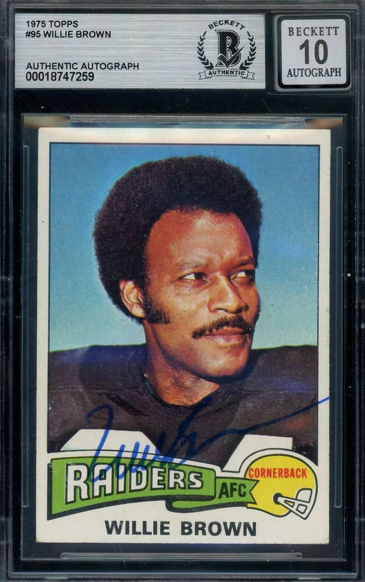 Willie Brown Gem Mint 10 Beckett BAS Signed 1975 Topps Autograph Raiders