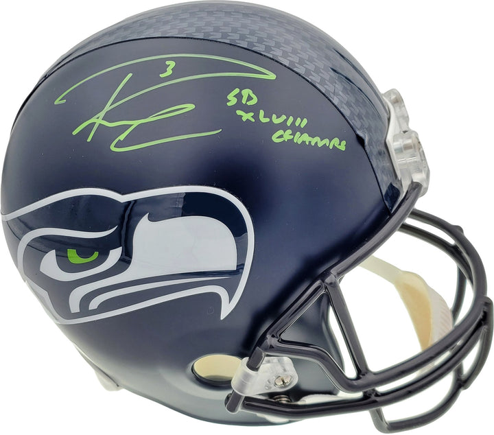 Russell Wilson Signed Seattle Seahawks Full Size Replica Helmet In Green RW Holo