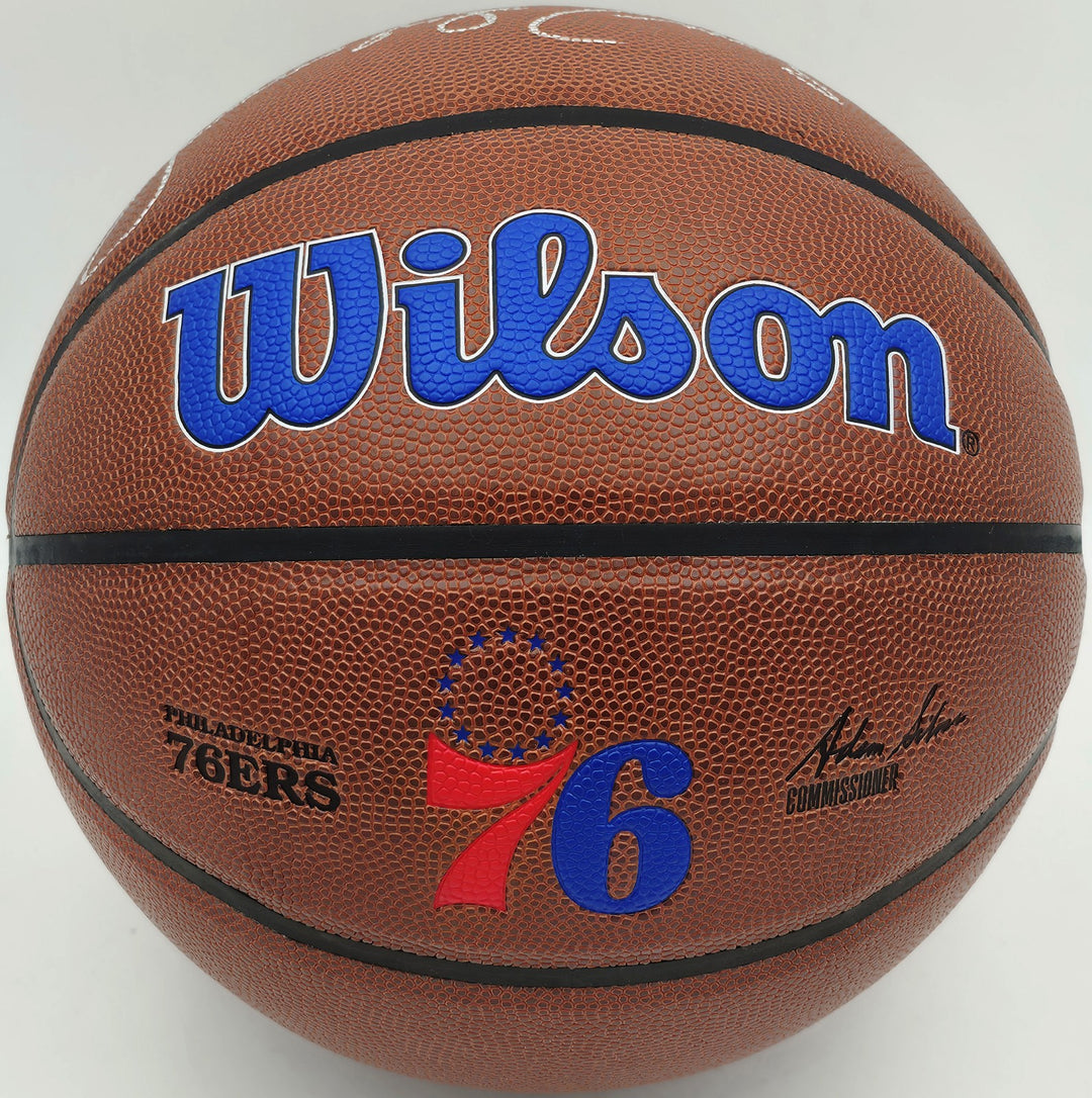 Julius "Dr. J" Erving Signed Composite Leather 76ers Logo Basketball Beckett Wit