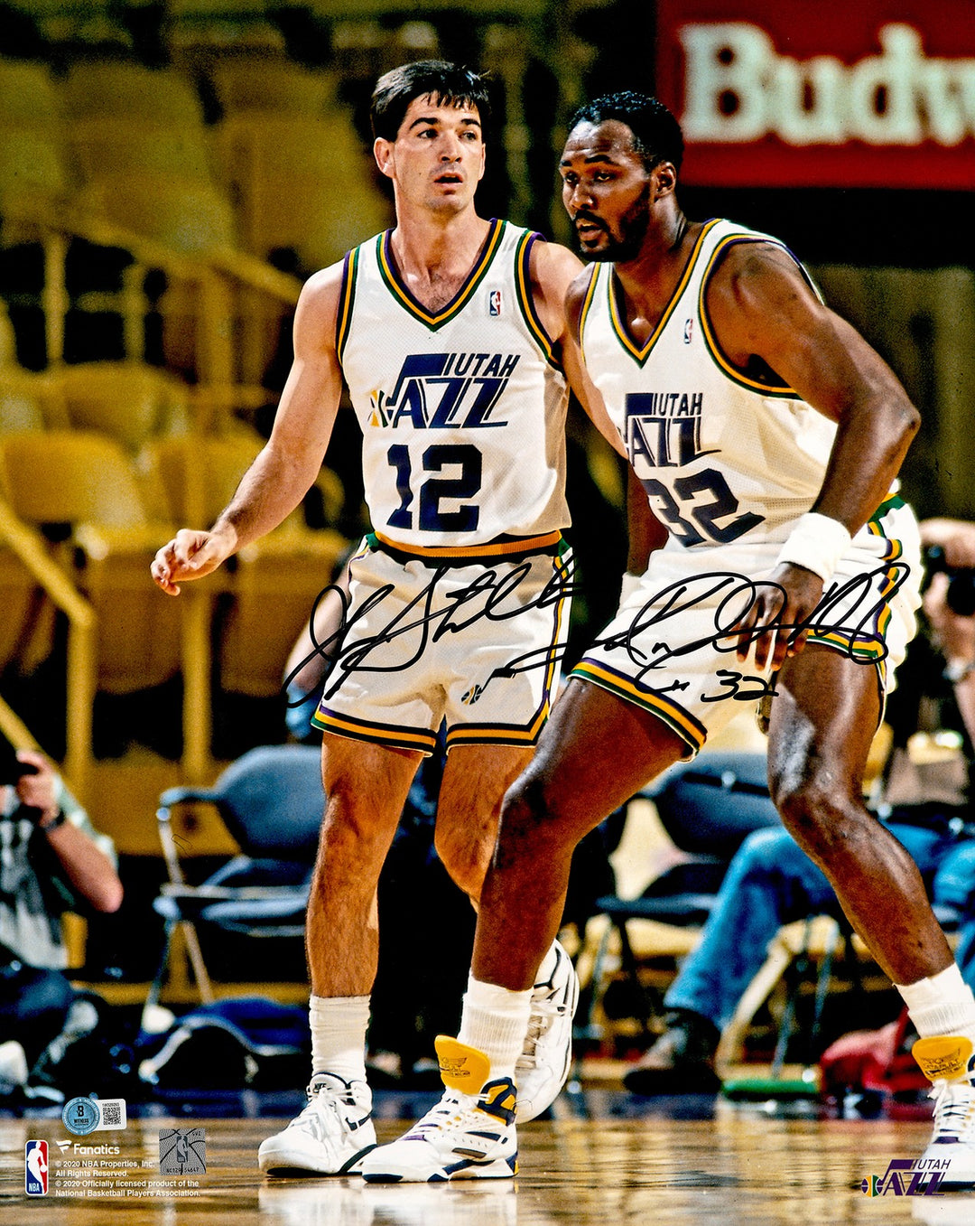 John Stockton & Karl Malone Signed 16x20 Photo Utah Jazz Beckett BAS Witness