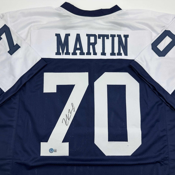 Autographed/Signed Zack Martin Dallas Thanksgiving Day Jersey Beckett COA