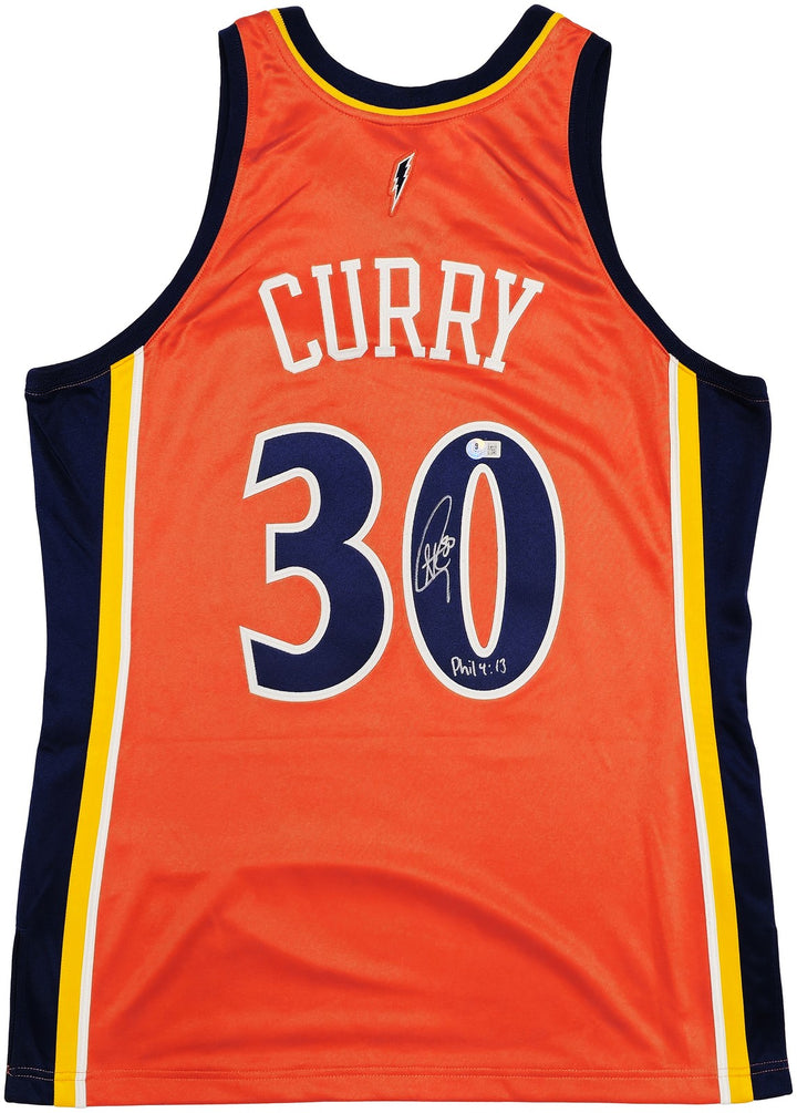 Warriors Stephen Curry Auto Orange Mitchell Ness Rookie Jersey 44 "Bible Verse"