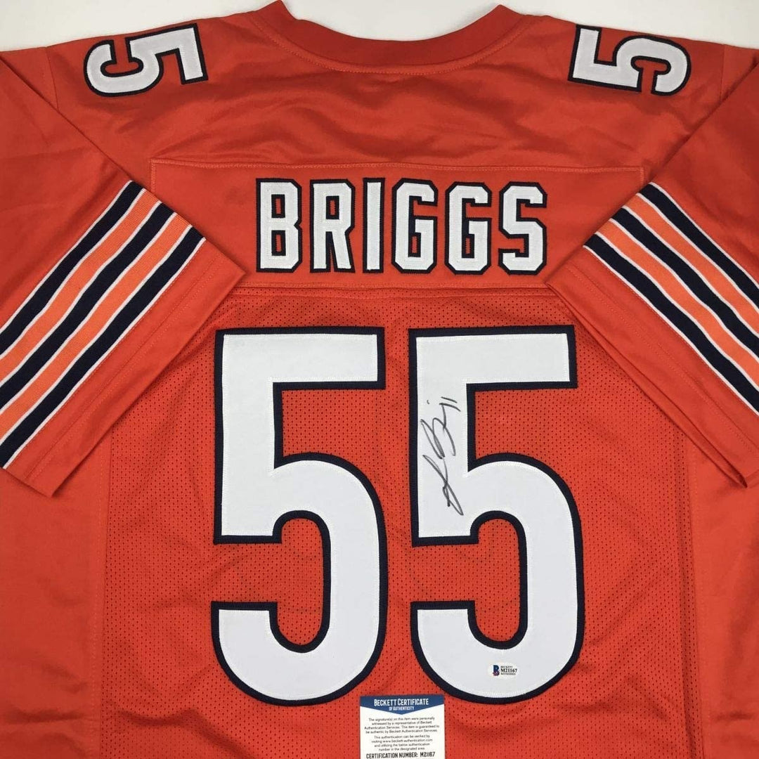 Autographed/Signed Lance Briggs Chicago Orange Jersey Beckett BAS COA