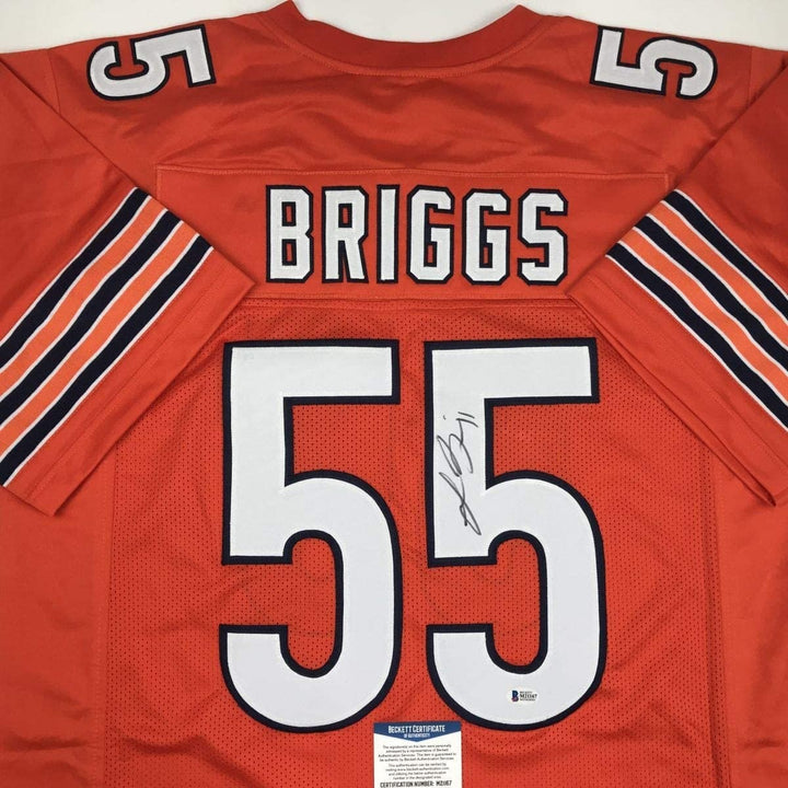 Autographed/Signed Lance Briggs Chicago Orange Jersey Beckett BAS COA