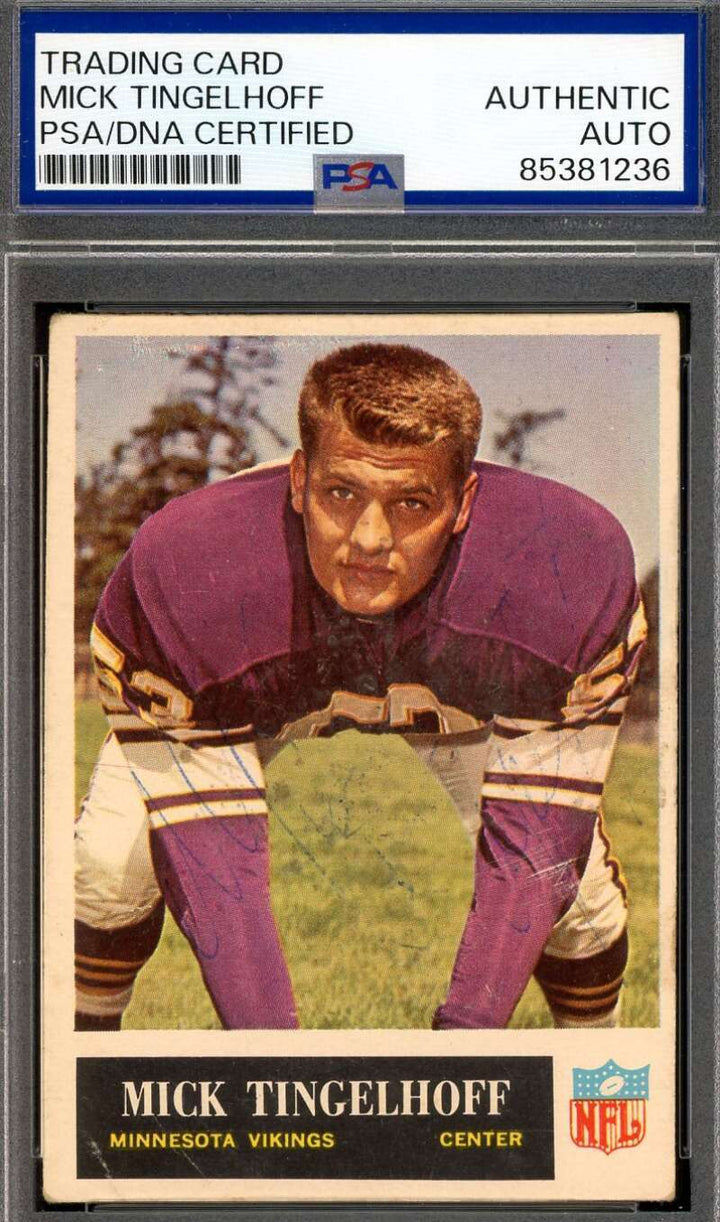 Mick Tingelhoff PSA DNA Vintage Signed 1965 Philadelphia Gum Autograph