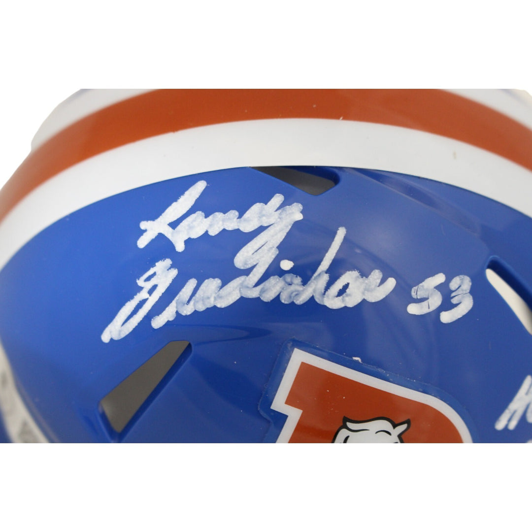 Randy Gradishar Autographed/Signed Denver Broncos TB Mini Helmet Beckett 44615
