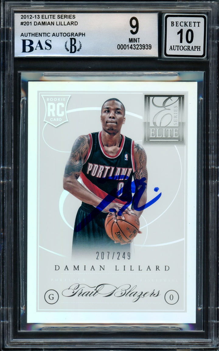Damian Lillard Signed 2012-13 Panini Elite Series RC 201 BGS 9 Sig 10 #/249 BAS
