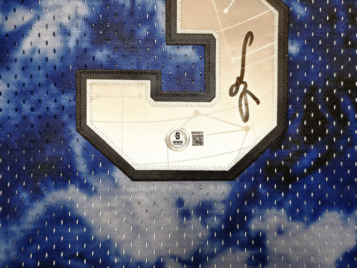 76ers Allen Iverson Auto Blue Mitchell Ness 96-97 Swingman Galaxy Jersey L BAS