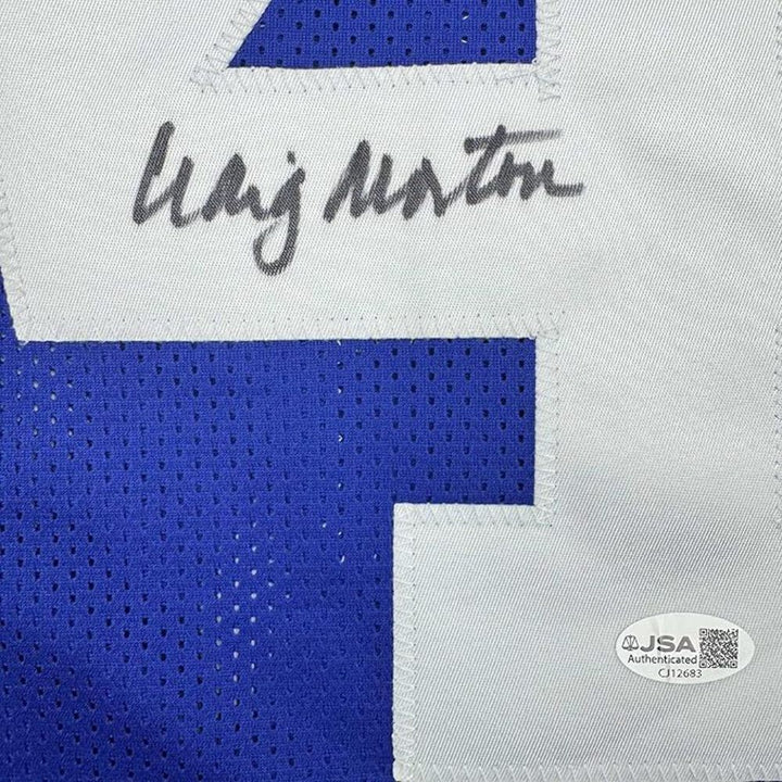 Framed Autographed/Signed Craig Morton 35x39 Dallas Blue Football Jersey JSA COA