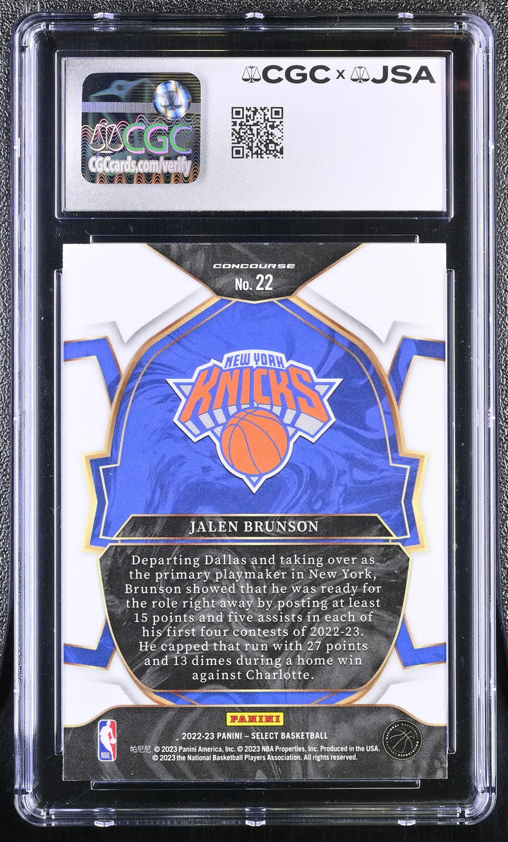 2022-23 Panini Select #22 Jalen Brunson signed card CGC JSA Auto Authentic