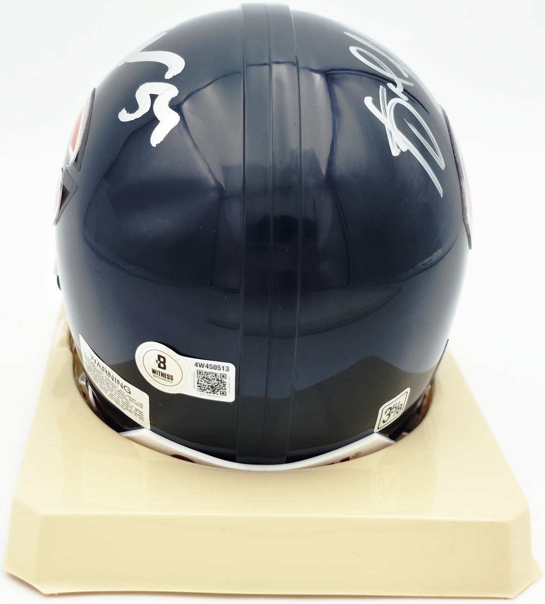 Brian Urlacher & Dan Hampton Signed Bears Blue Mini Helmet Beckett Witness